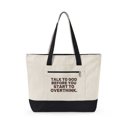 Talk to God Zippered Canvas Tote — EVELE Edit | Q-Tees Q1300