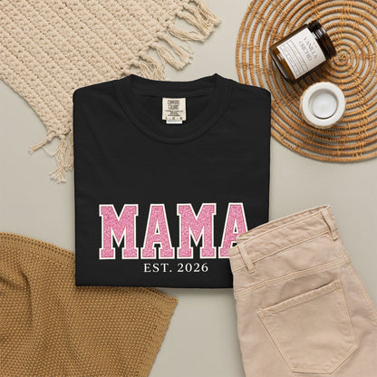 Emerald & Blush MAMA Est. 2026 Tee | Comfort Colors 1717