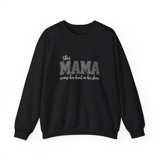 Heart on My Sleeve MAMA Crewneck | Gildan 18000