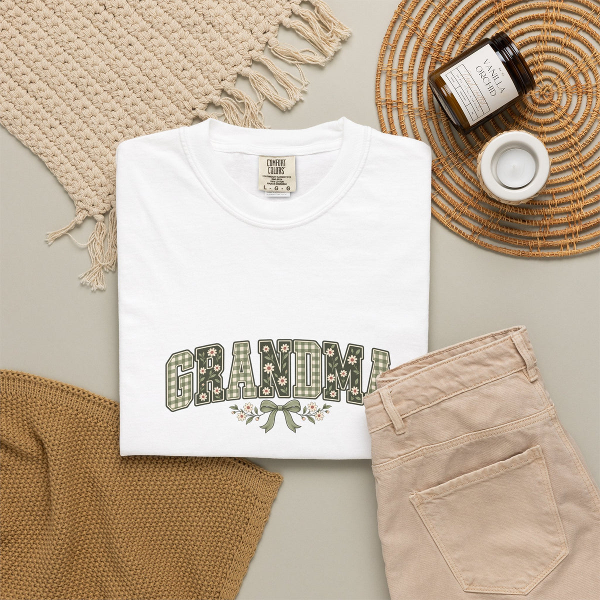 GRANDMA Floral Gingham Tee | Comfort Colors 1717