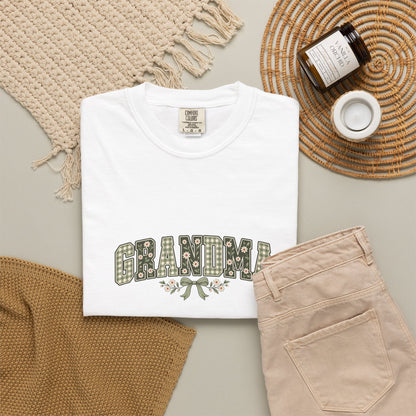 GRANDMA Floral Gingham Tee | Comfort Colors 1717
