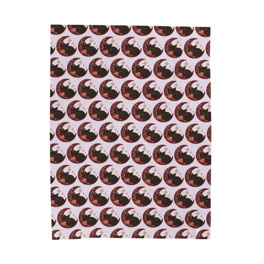 Moonlit Cat Velveteen Plush Blanket | Spooky Cozy Throw