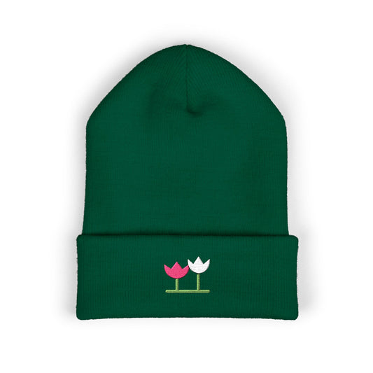 Tulip Fold Embroidered Beanie | Floral Cuff Hat | EVELE Gallery