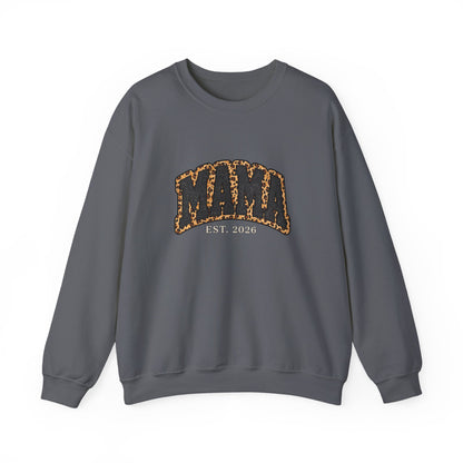 Leopard MAMA Est. 2026 Crewneck | Gildan 18000