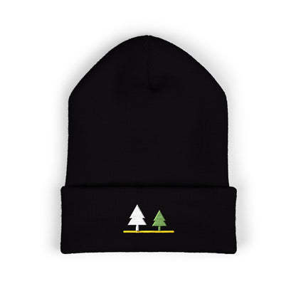 Twin Pines Embroidered Beanie | Woodland Cuff Hat | EVELE Gallery