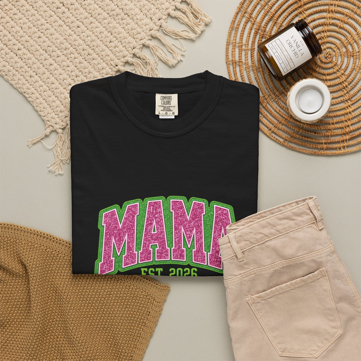 Pink & Lime MAMA Est. 2026 Tee | Comfort Colors 1717