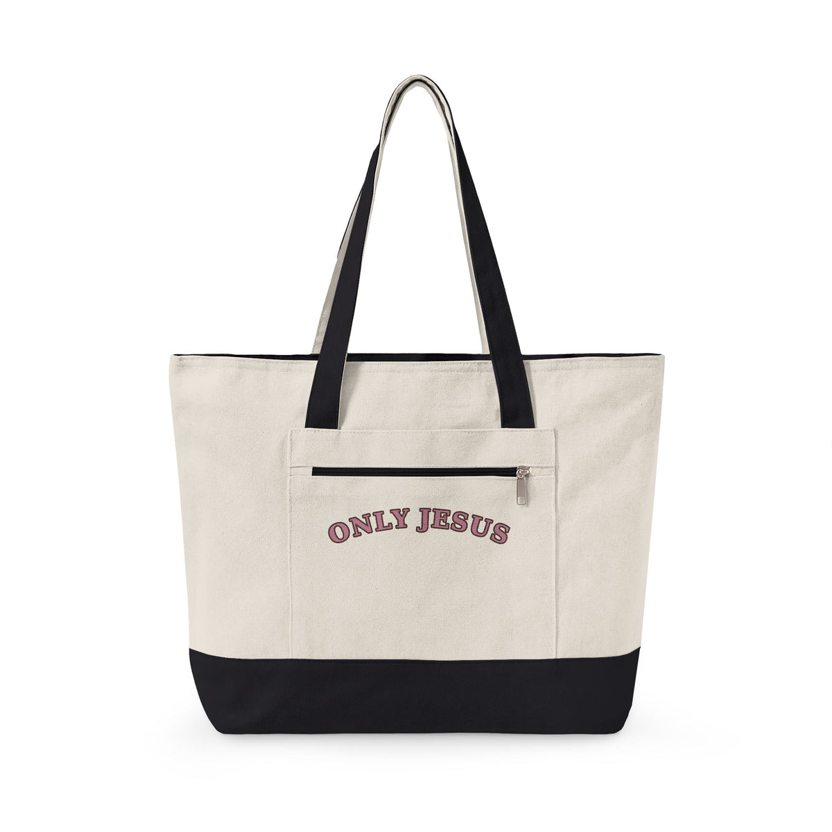 Only Jesus Zippered Canvas Tote — EVELE Edit | Q-Tees Q1300