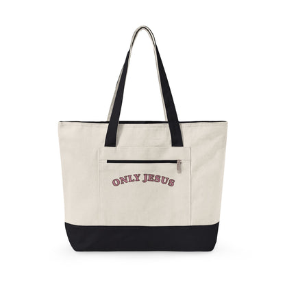Only Jesus Zippered Canvas Tote — EVELE Edit | Q-Tees Q1300