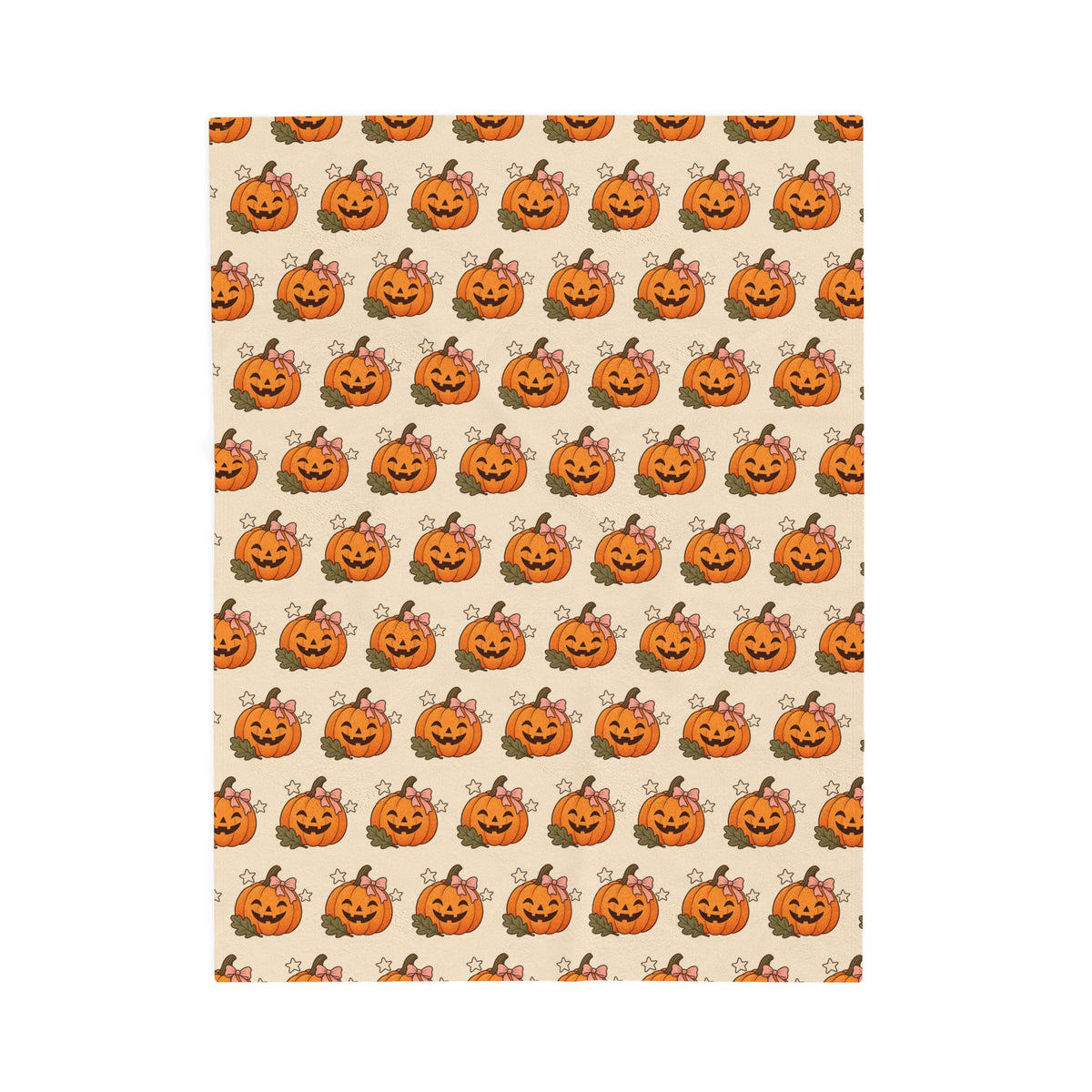 Bow Pumpkin Velveteen Plush Blanket | Pink Fall Throw