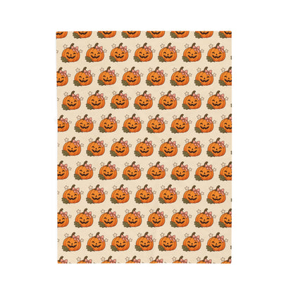Bow Pumpkin Velveteen Plush Blanket | Pink Fall Throw