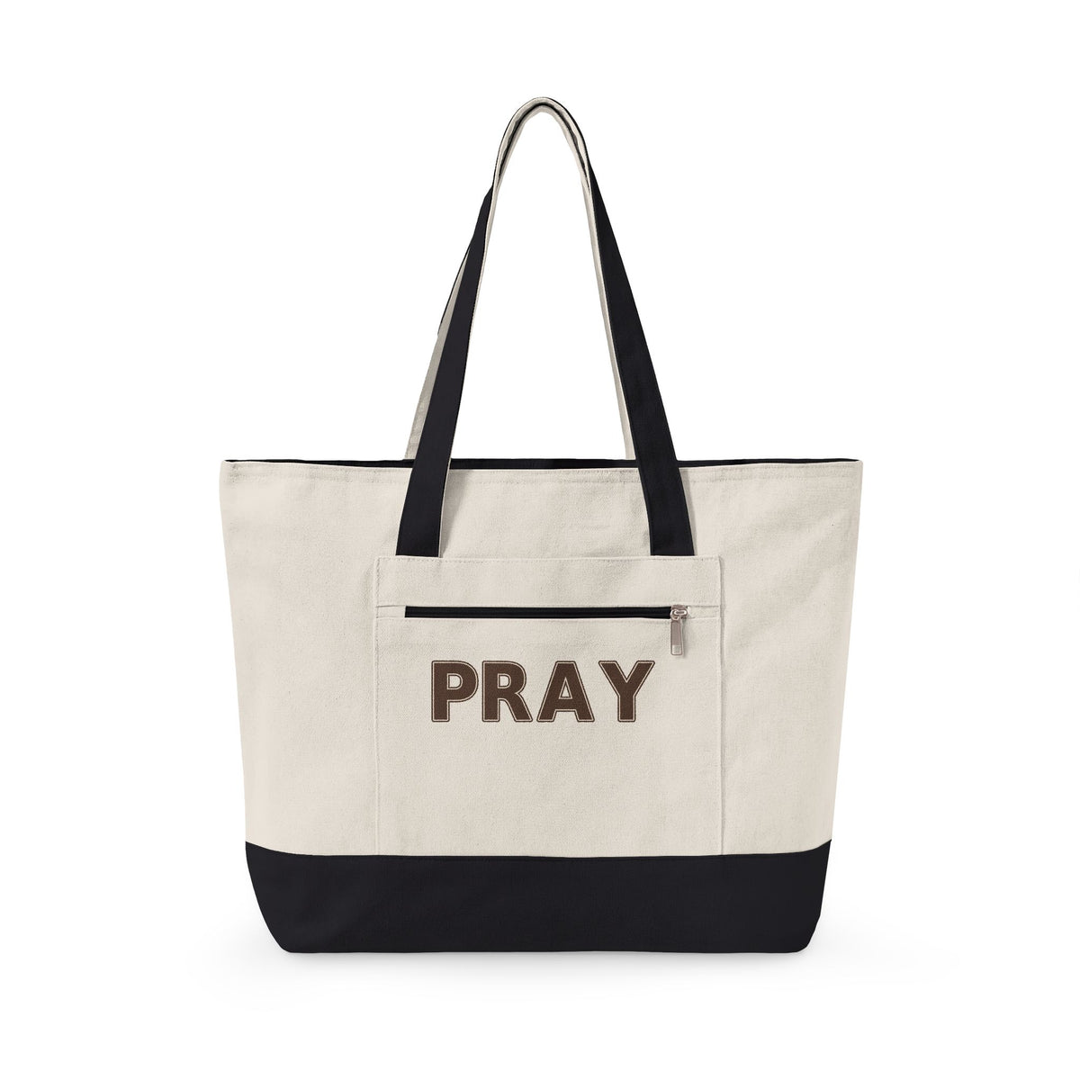 Pray Essentials Zippered Canvas Tote — Classic | Q-Tees Q1300