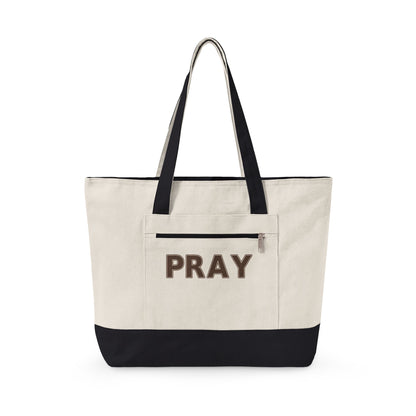 Pray Essentials Zippered Canvas Tote — Classic | Q-Tees Q1300