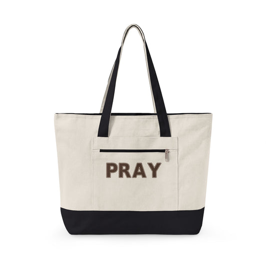 Pray Essentials Zippered Canvas Tote — Classic | Q-Tees Q1300