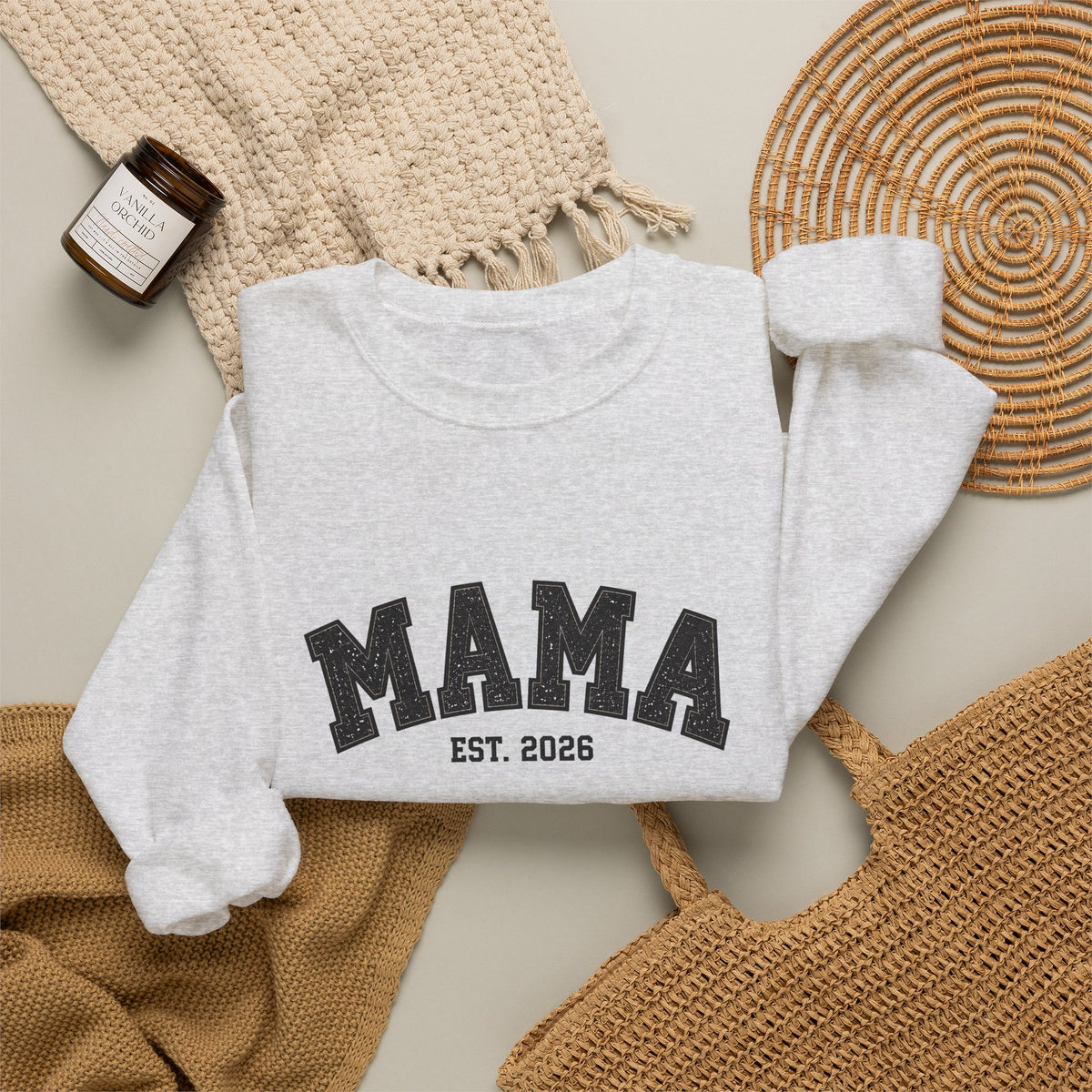 Classic Black MAMA Est. 2026 Crewneck | Gildan 18000