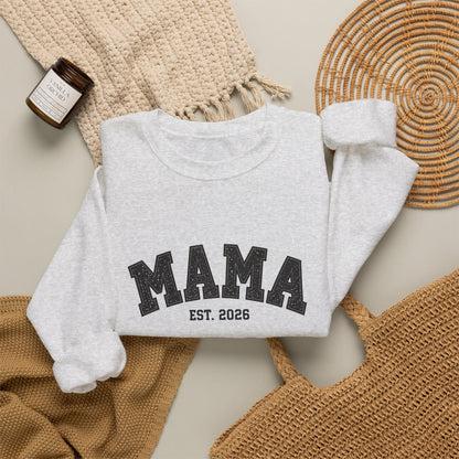 Classic Black MAMA Est. 2026 Crewneck | Gildan 18000