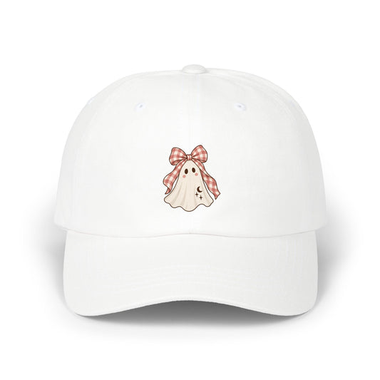 Gingham Bow Ghost Dad Cap | Cute Halloween Hat