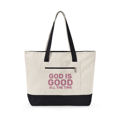 God Is Good Zippered Canvas Tote — EVELE Edit | Q-Tees Q1300