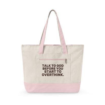 Talk to God Zippered Canvas Tote — EVELE Edit | Q-Tees Q1300