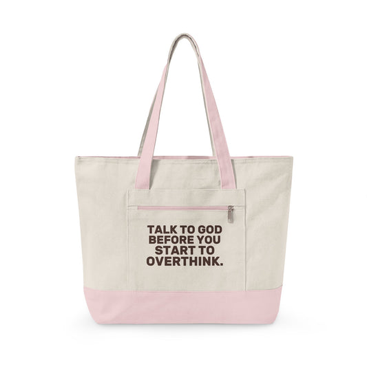 Talk to God Zippered Canvas Tote — EVELE Edit | Q-Tees Q1300