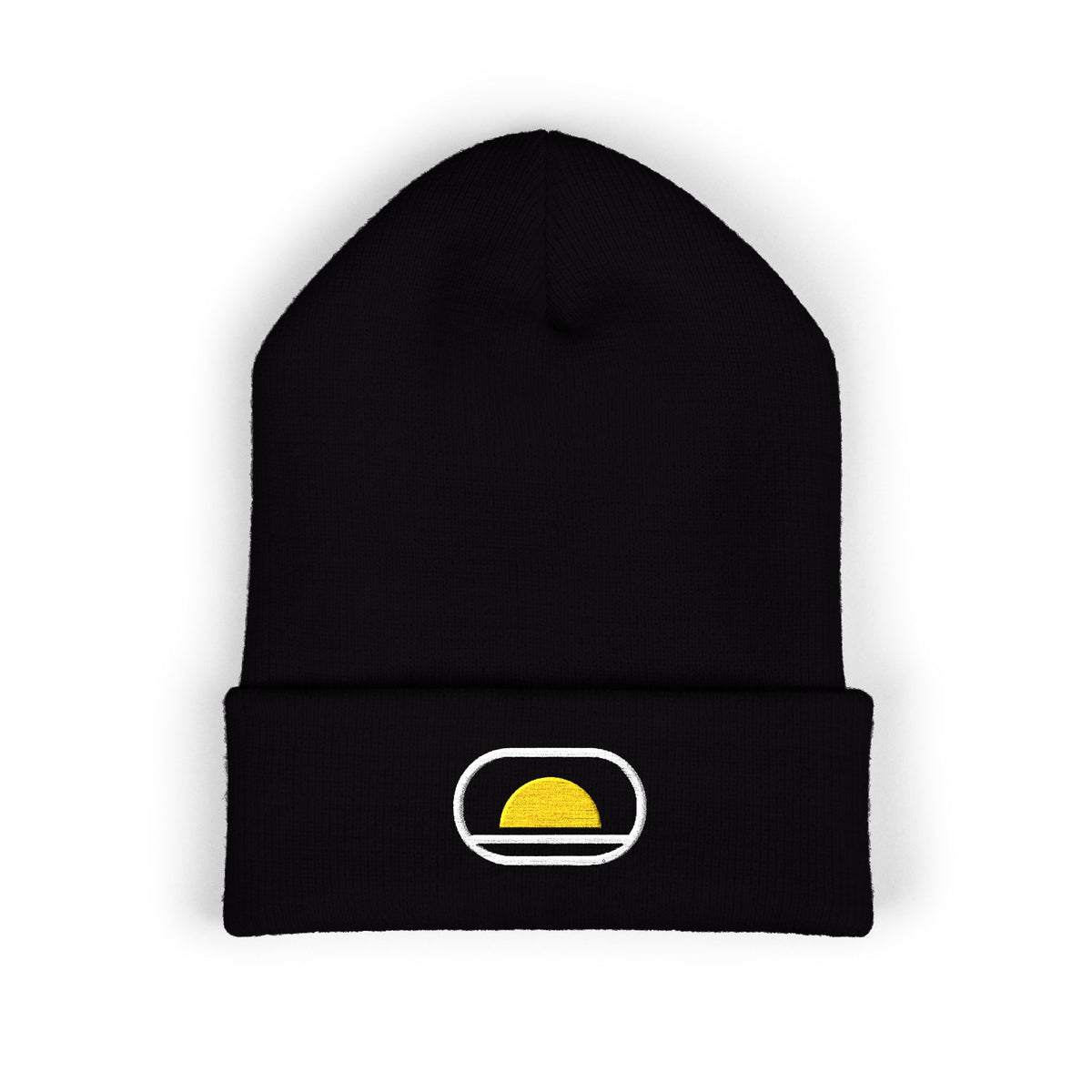 Morning Frame Embroidered Beanie | Sunrise Cuff Hat | EVELE Gallery