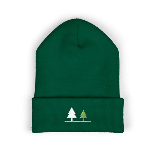 Twin Pines Embroidered Beanie | Woodland Cuff Hat | EVELE Gallery