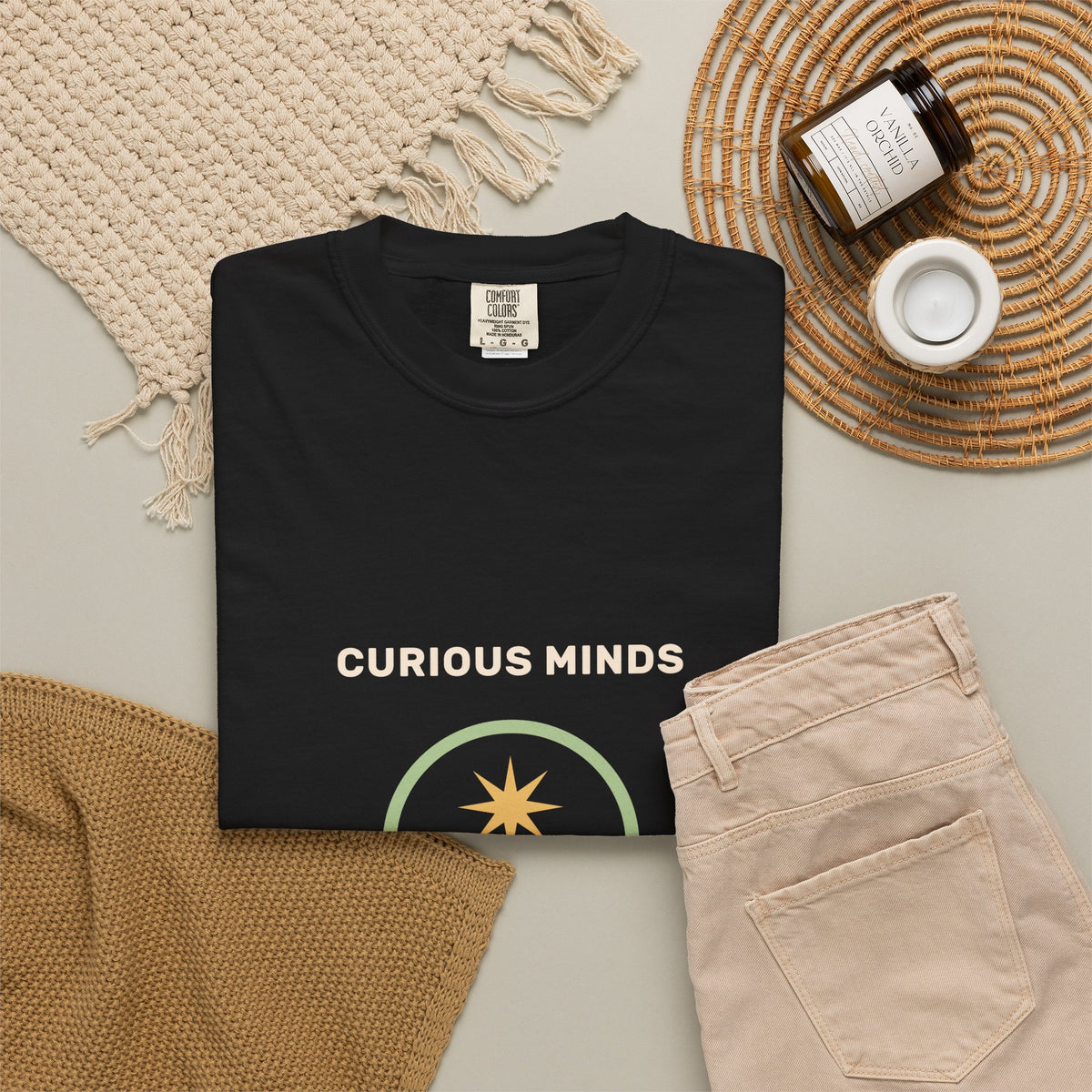 EVELE Curious Minds Welcome | Garment-Dyed Tee