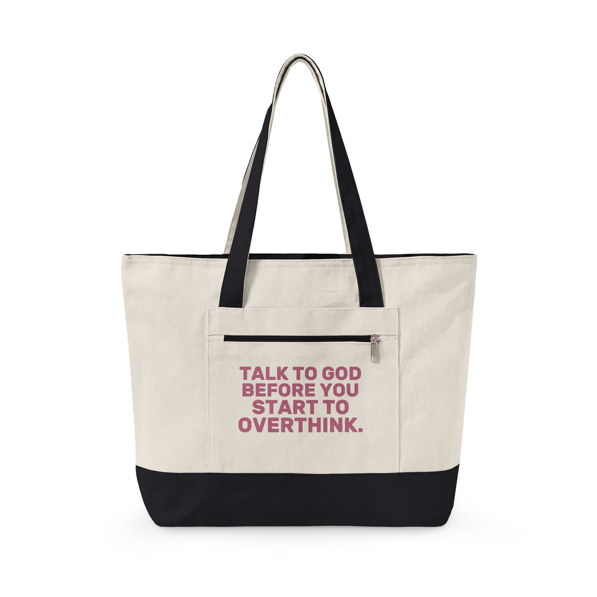 Talk to God Zippered Canvas Tote — Classic | Q-Tees Q1300