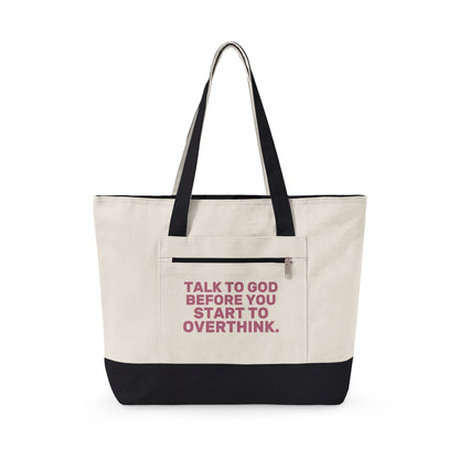 Talk to God Zippered Canvas Tote — Classic | Q-Tees Q1300