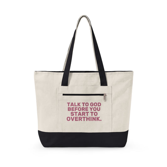 Talk to God Zippered Canvas Tote — Classic | Q-Tees Q1300