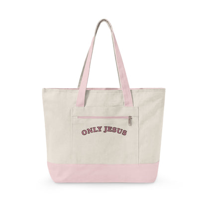 Only Jesus Zippered Canvas Tote — EVELE Edit | Q-Tees Q1300