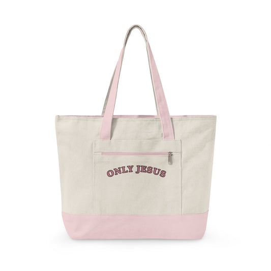Only Jesus Zippered Canvas Tote — EVELE Edit | Q-Tees Q1300