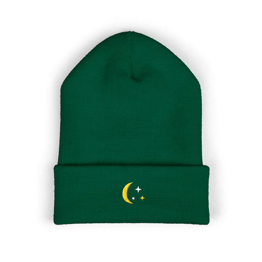 Crescent & Stars Embroidered Beanie | Moon Hat