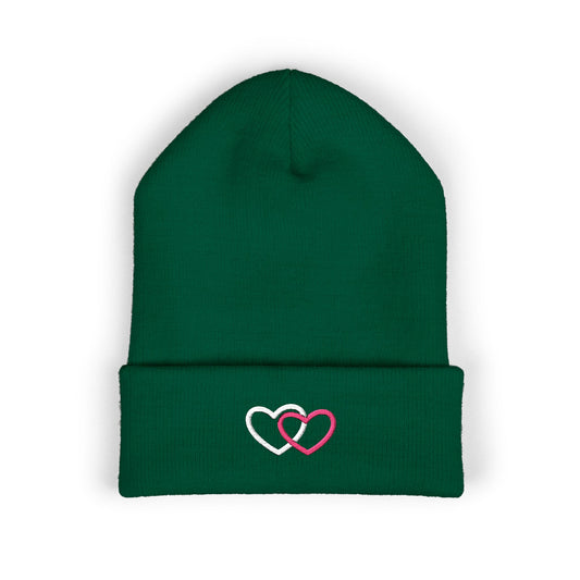 Linked Warmth Embroidered Beanie | Heart Cuff Hat | EVELE Gallery
