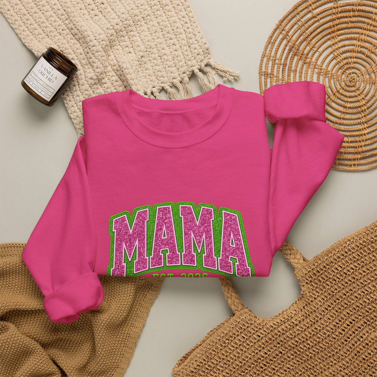 Pink & Lime MAMA Est. 2026 Crewneck | Gildan 18000