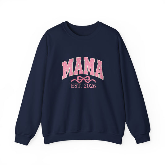 Blush Bow MAMA Est. 2026 Crewneck | Gildan 18000