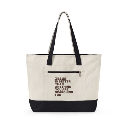 Jesus Is Better Zippered Canvas Tote — Classic | Q-Tees Q1300