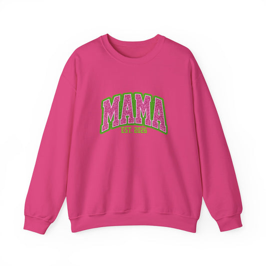 Pink & Lime MAMA Est. 2026 Crewneck | Gildan 18000