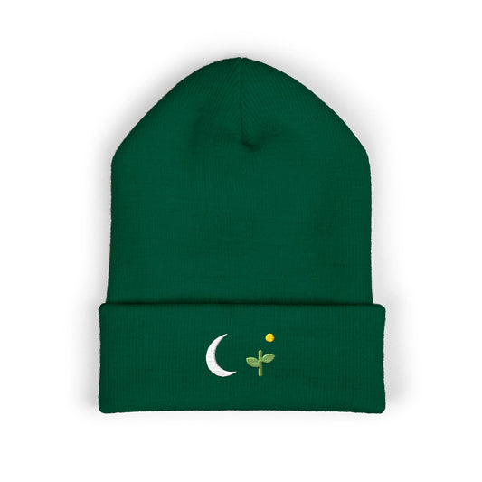 Moon Seed Embroidered Beanie | Celestial Cuff Hat | EVELE Gallery