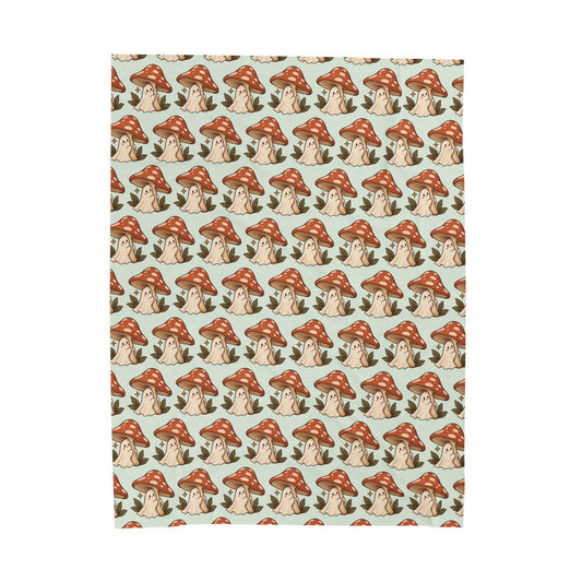 Woodland Ghost Velveteen Plush Blanket | Mushroom Throw