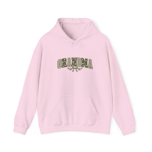 GRANDMA Floral Gingham Hoodie | Gildan 18500 — S / Light Pink
