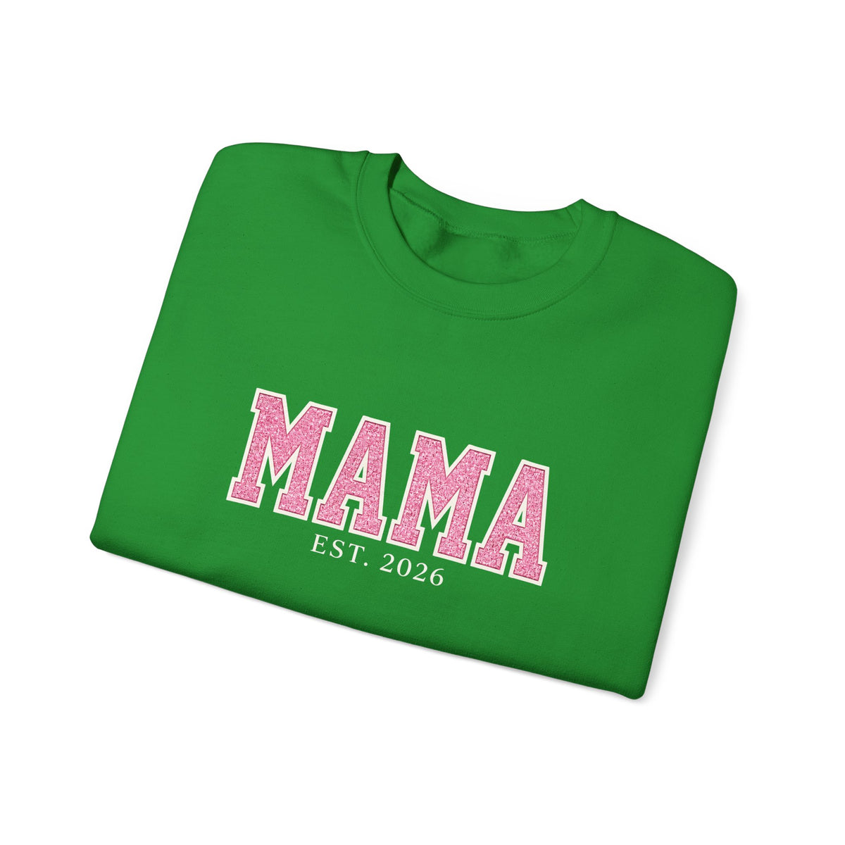 Emerald & Blush MAMA Est. 2026 Crewneck | Gildan 18000