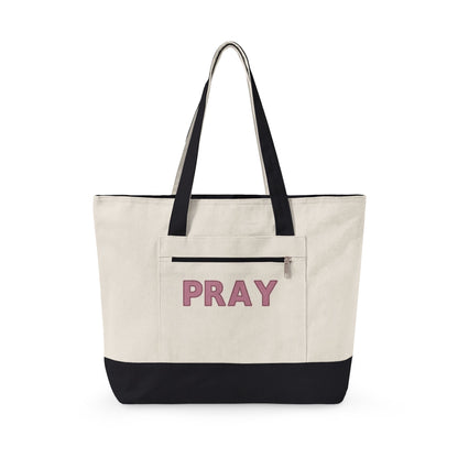 Pray Essentials Zippered Canvas Tote — EVELE Edit | Q-Tees Q1300