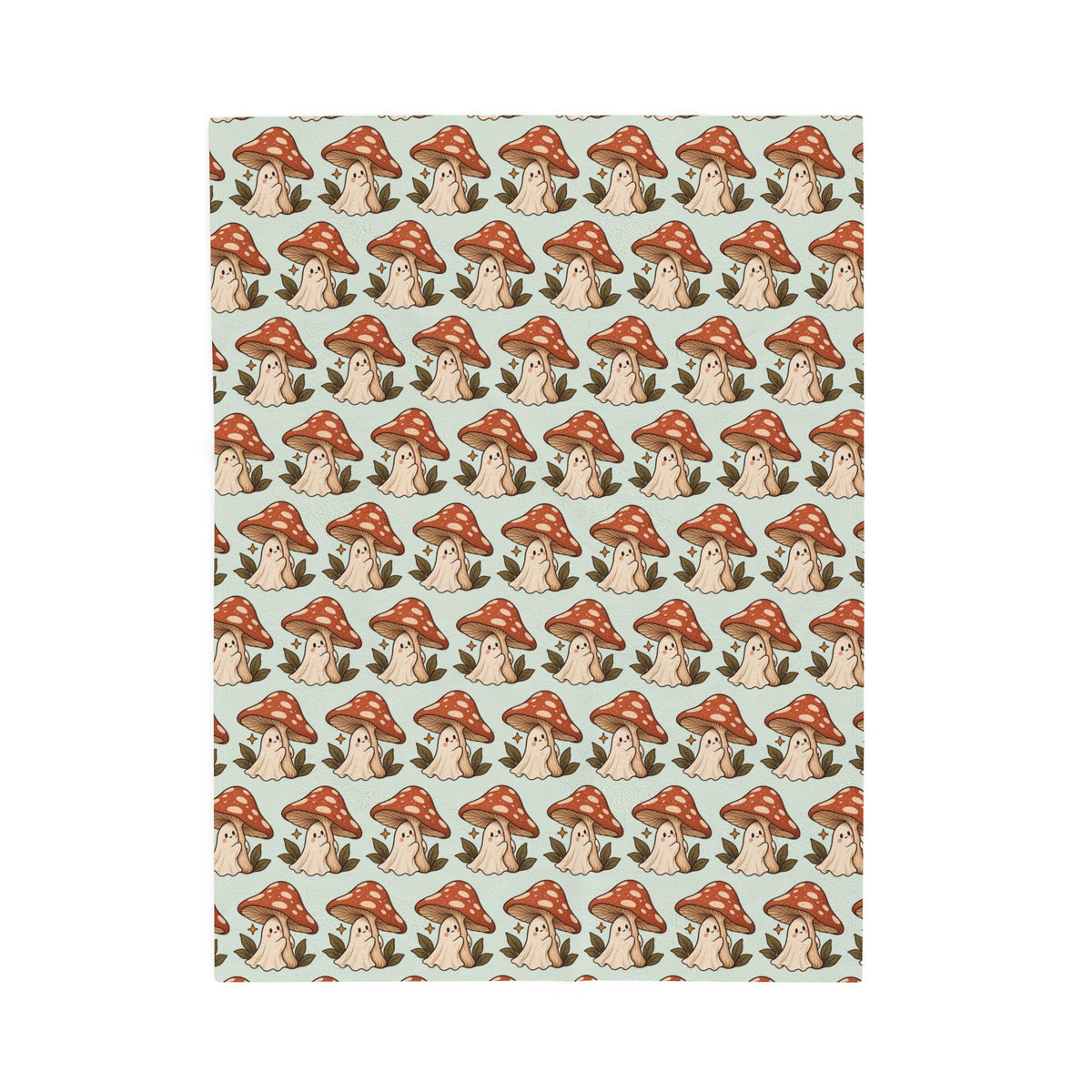 Woodland Ghost Velveteen Plush Blanket | Mushroom Throw
