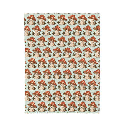 Woodland Ghost Velveteen Plush Blanket | Mushroom Throw