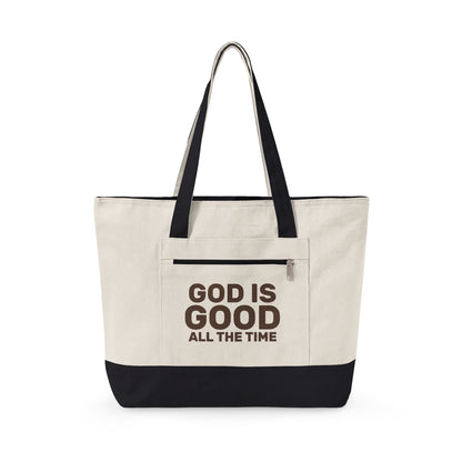 God Is Good Zippered Canvas Tote — Classic | Q-Tees Q1300