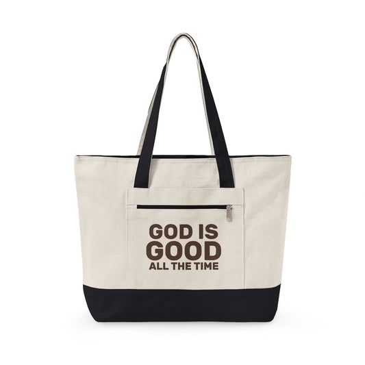 God Is Good Zippered Canvas Tote — Classic | Q-Tees Q1300