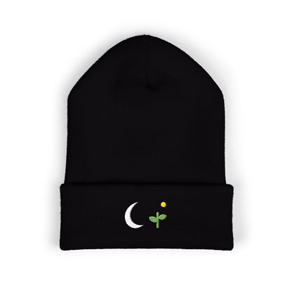 Moon Seed Embroidered Beanie | Celestial Cuff Hat | EVELE Gallery