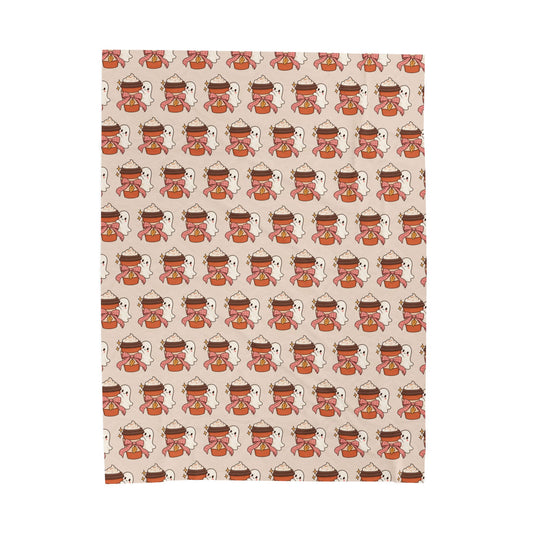 Ghost Cafe Velveteen Plush Blanket | Cozy Coffee Throw