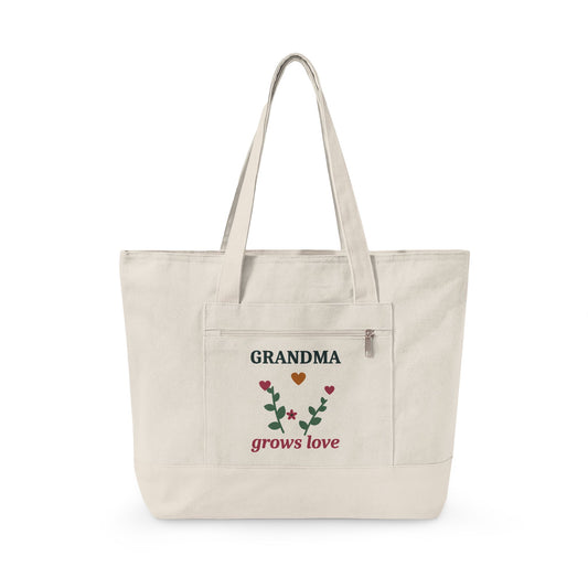 EVELE Grandma Grows Love | Zippered Canvas Tote