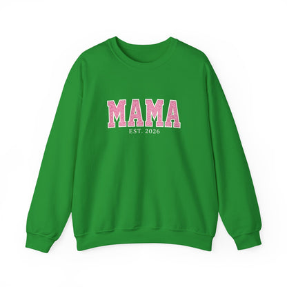 Emerald & Blush MAMA Est. 2026 Crewneck | Gildan 18000